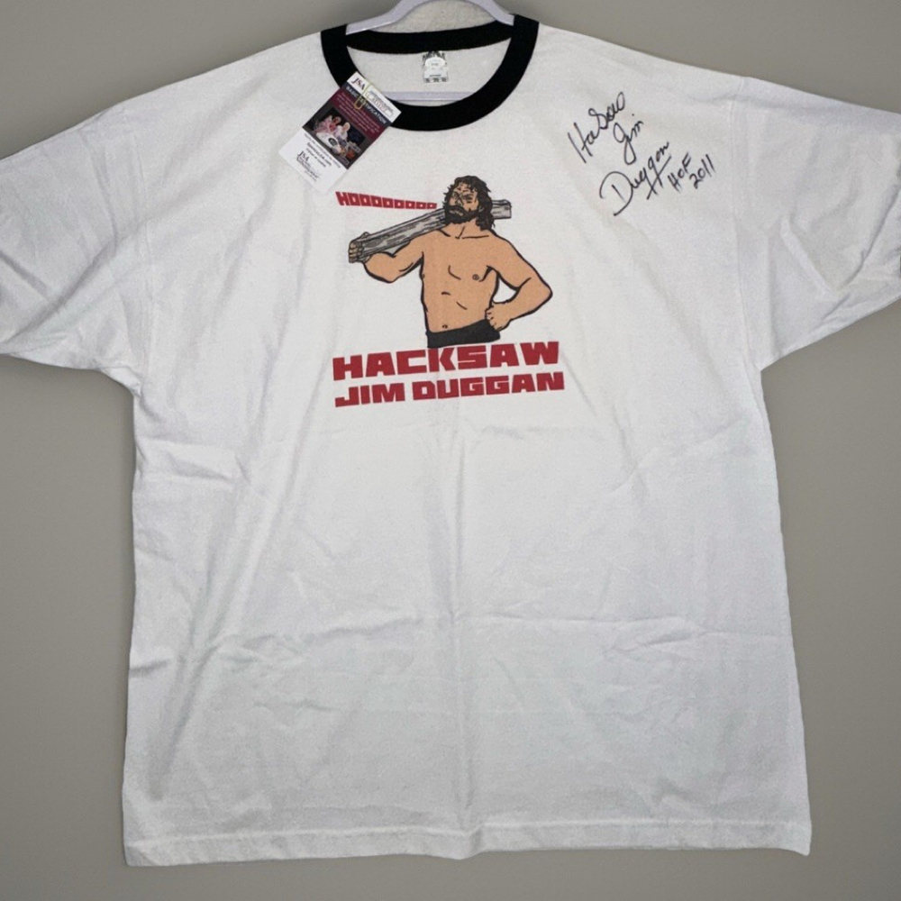 Hacksaw Jim Duggan Signed Shirt JSA COA HOF 2011 Autograph WWE WWF 3XL Alstyle